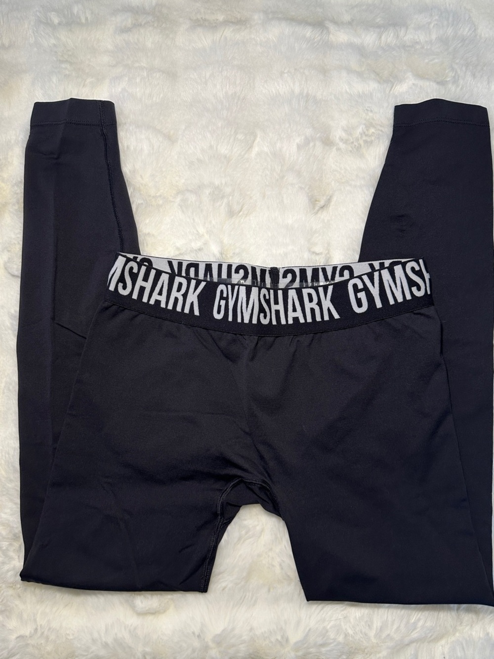 Gymshark  Black Leggings with White Branded Waistband